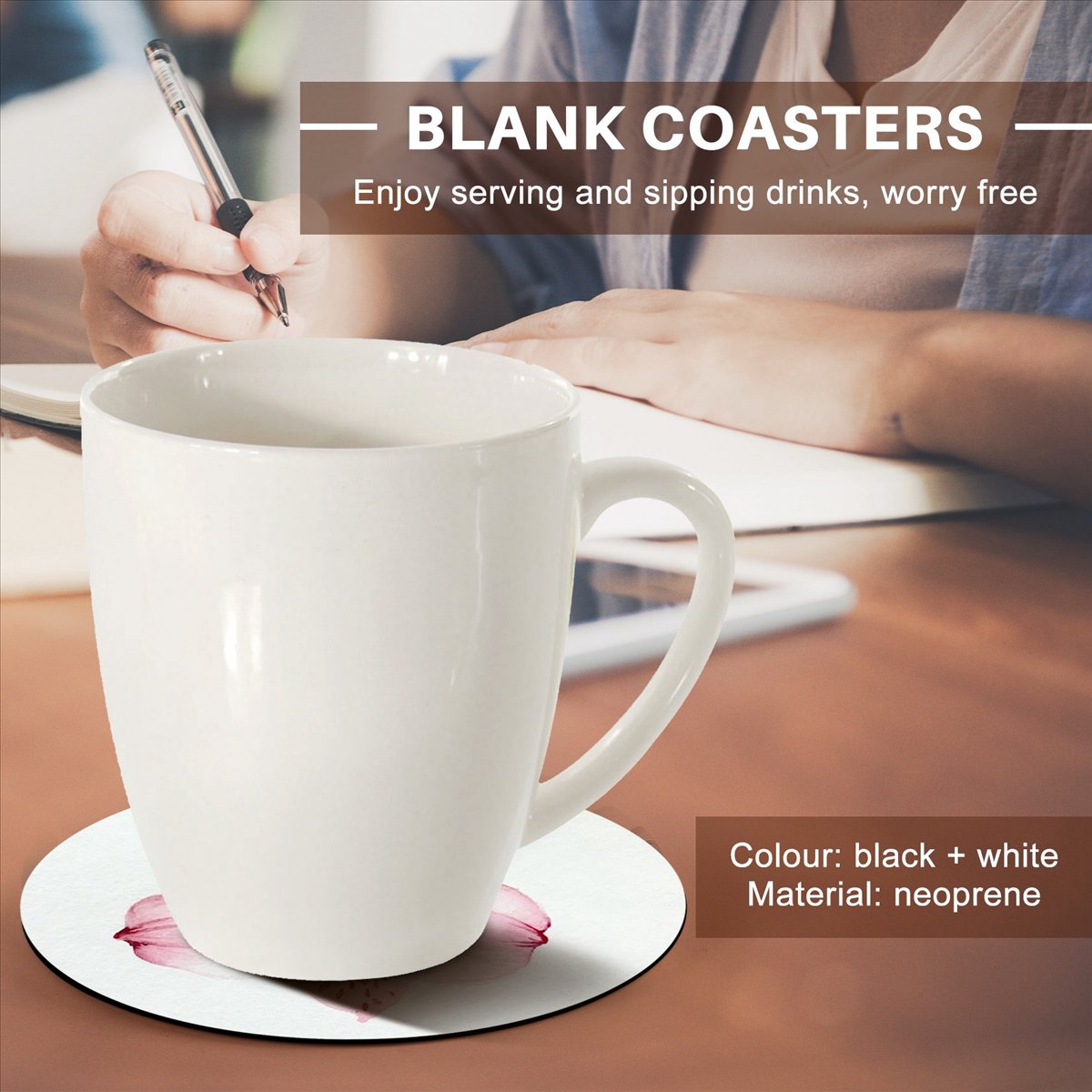 Coaster Sublimation Blank - KSOL Porta-copos Redondo em Branco para